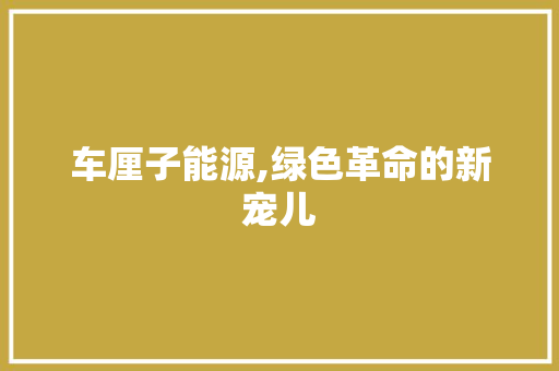 车厘子能源,绿色革命的新宠儿