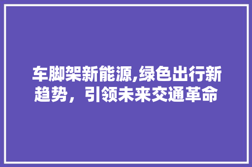 车脚架新能源,绿色出行新趋势，引领未来交通革命