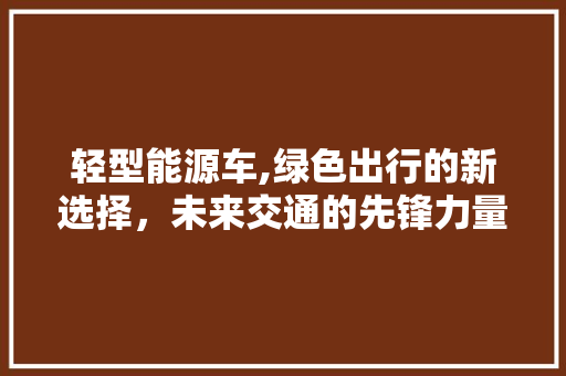 轻型能源车,绿色出行的新选择，未来交通的先锋力量