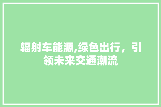 辐射车能源,绿色出行，引领未来交通潮流