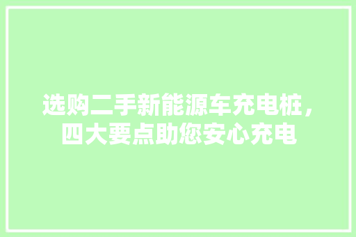 选购二手新能源车充电桩，四大要点助您安心充电