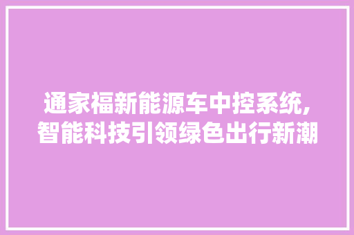 通家福新能源车中控系统,智能科技引领绿色出行新潮流