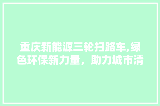 重庆新能源三轮扫路车,绿色环保新力量，助力城市清洁革命