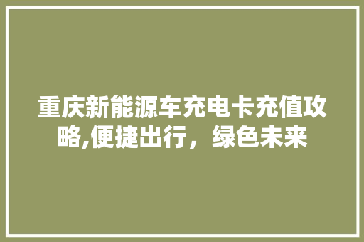 重庆新能源车充电卡充值攻略,便捷出行，绿色未来  第1张