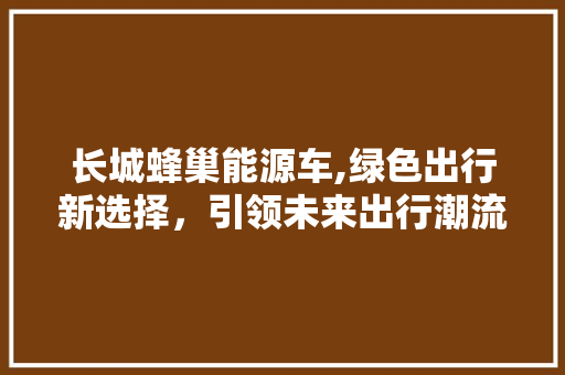 长城蜂巢能源车,绿色出行新选择，引领未来出行潮流