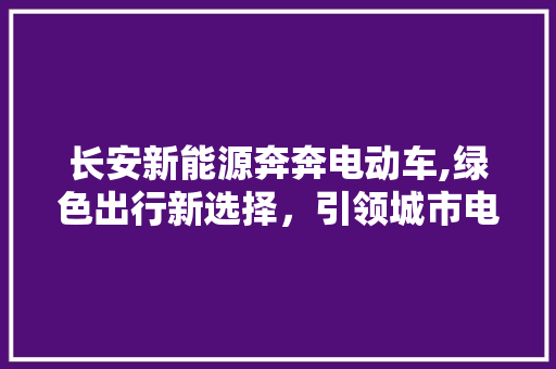 长安新能源奔奔电动车,绿色出行新选择，引领城市电动化潮流  第1张