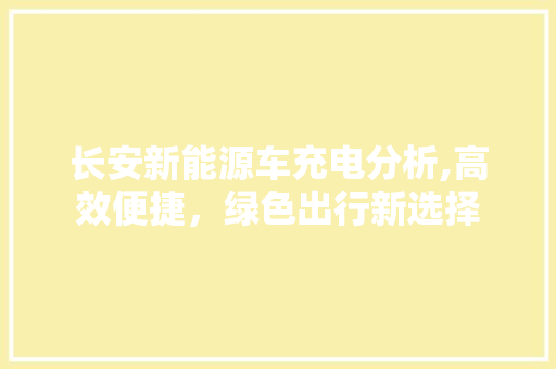 长安新能源车充电分析,高效便捷，绿色出行新选择