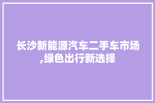 长沙新能源汽车二手车市场,绿色出行新选择