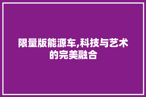 限量版能源车,科技与艺术的完美融合