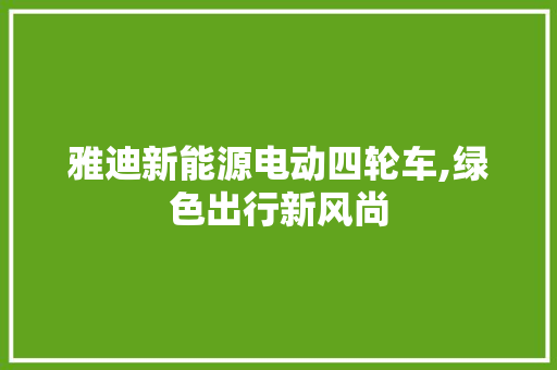 雅迪新能源电动四轮车,绿色出行新风尚