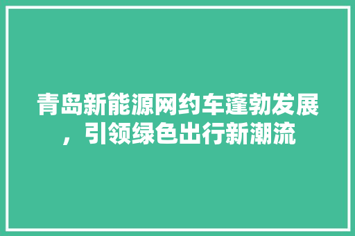 青岛新能源网约车蓬勃发展，引领绿色出行新潮流