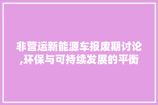 非营运新能源车报废期讨论,环保与可持续发展的平衡点