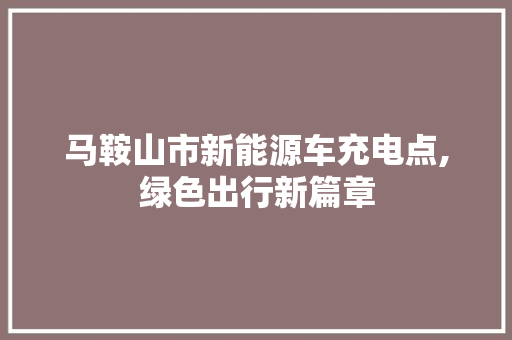 马鞍山市新能源车充电点,绿色出行新篇章