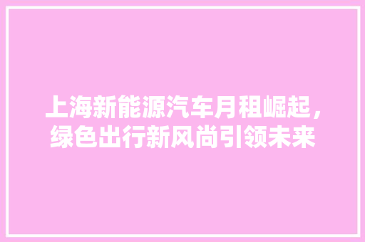 上海新能源汽车月租崛起，绿色出行新风尚引领未来