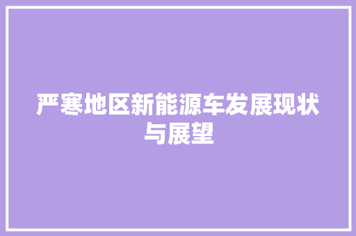 严寒地区新能源车发展现状与展望