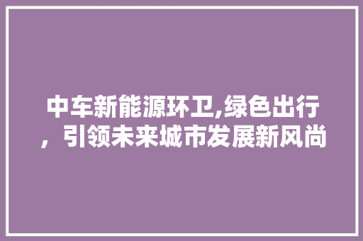 中车新能源环卫,绿色出行，引领未来城市发展新风尚