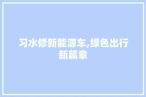 习水修新能源车,绿色出行新篇章