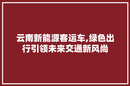 云南新能源客运车,绿色出行引领未来交通新风尚