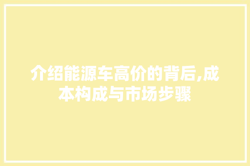 介绍能源车高价的背后,成本构成与市场步骤