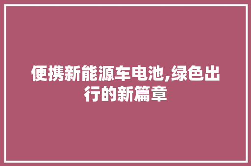 便携新能源车电池,绿色出行的新篇章  第1张