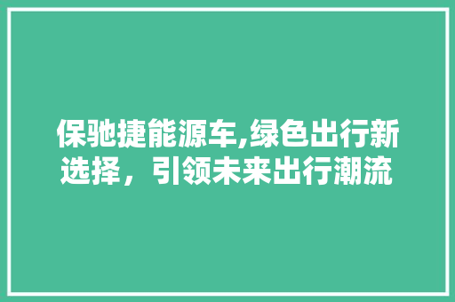 保驰捷能源车,绿色出行新选择，引领未来出行潮流