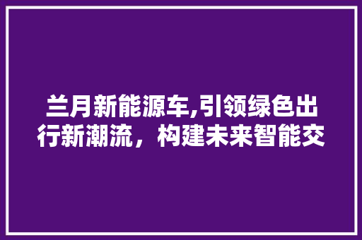 兰月新能源车,引领绿色出行新潮流，构建未来智能交通体系