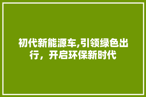 初代新能源车,引领绿色出行，开启环保新时代