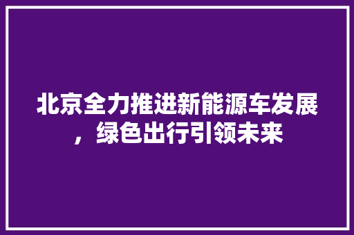 北京全力推进新能源车发展，绿色出行引领未来  第1张