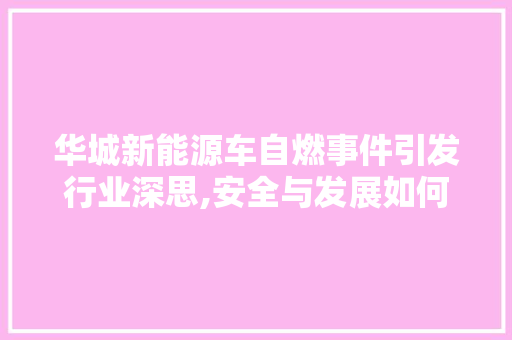 华城新能源车自燃事件引发行业深思,安全与发展如何平衡