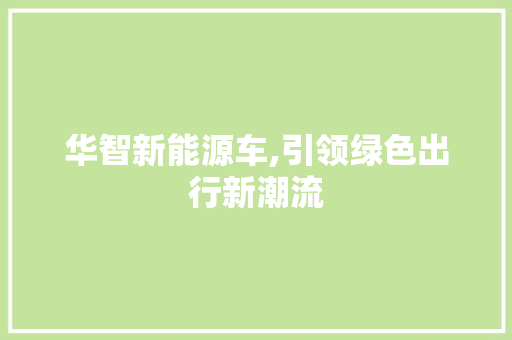 华智新能源车,引领绿色出行新潮流