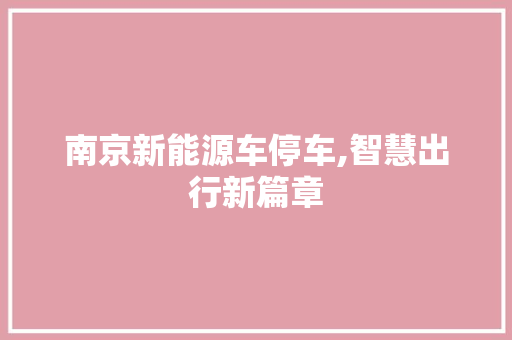 南京新能源车停车,智慧出行新篇章