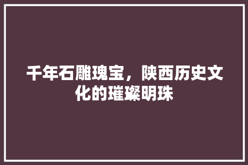 千年石雕瑰宝，陕西历史文化的璀璨明珠