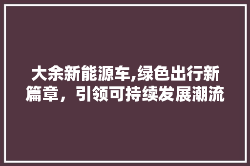 大余新能源车,绿色出行新篇章，引领可持续发展潮流