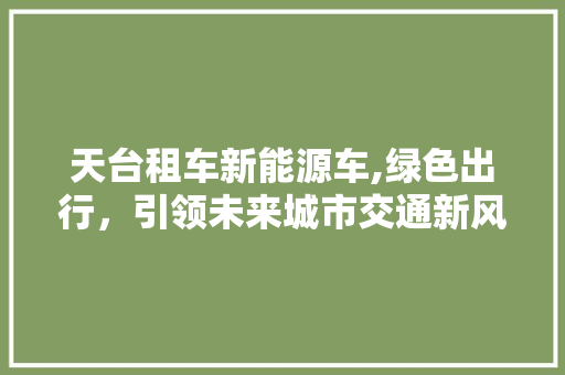 天台租车新能源车,绿色出行，引领未来城市交通新风尚