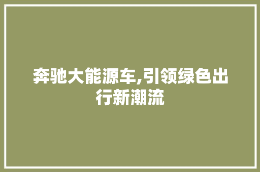 奔驰大能源车,引领绿色出行新潮流