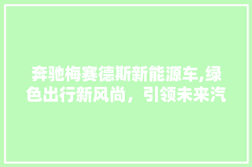 奔驰梅赛德斯新能源车,绿色出行新风尚，引领未来汽车革命