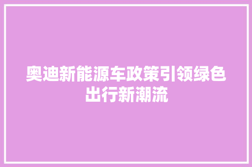 奥迪新能源车政策引领绿色出行新潮流