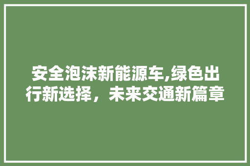 安全泡沫新能源车,绿色出行新选择，未来交通新篇章