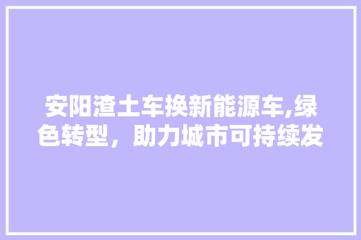 安阳渣土车换新能源车,绿色转型，助力城市可持续发展