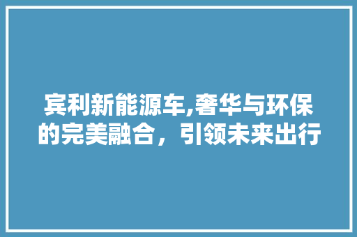 宾利新能源车,奢华与环保的完美融合，引领未来出行新风尚