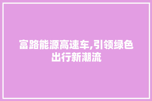 富路能源高速车,引领绿色出行新潮流