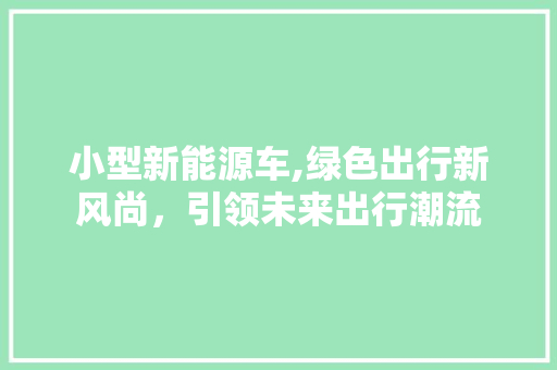 小型新能源车,绿色出行新风尚，引领未来出行潮流