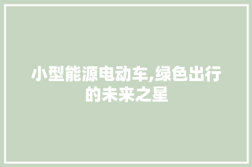 小型能源电动车,绿色出行的未来之星