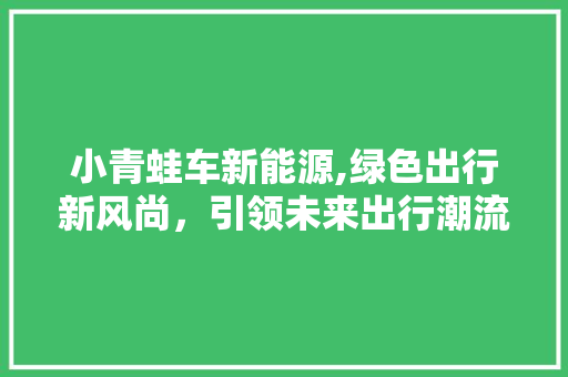 小青蛙车新能源,绿色出行新风尚，引领未来出行潮流