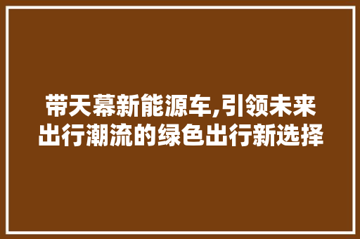 带天幕新能源车,引领未来出行潮流的绿色出行新选择