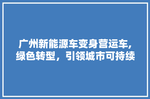 广州新能源车变身营运车,绿色转型，引领城市可持续发展