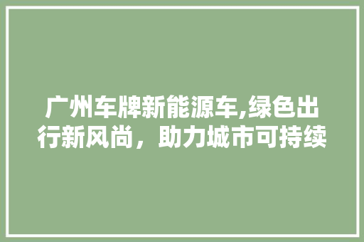 广州车牌新能源车,绿色出行新风尚，助力城市可持续发展  第1张