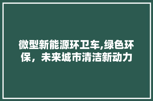 微型新能源环卫车,绿色环保，未来城市清洁新动力