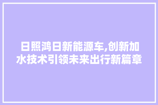 日照鸿日新能源车,创新加水技术引领未来出行新篇章