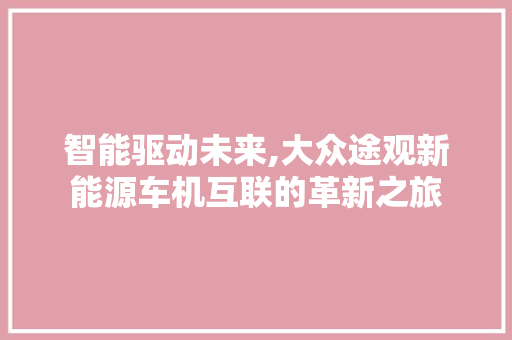 智能驱动未来,大众途观新能源车机互联的革新之旅